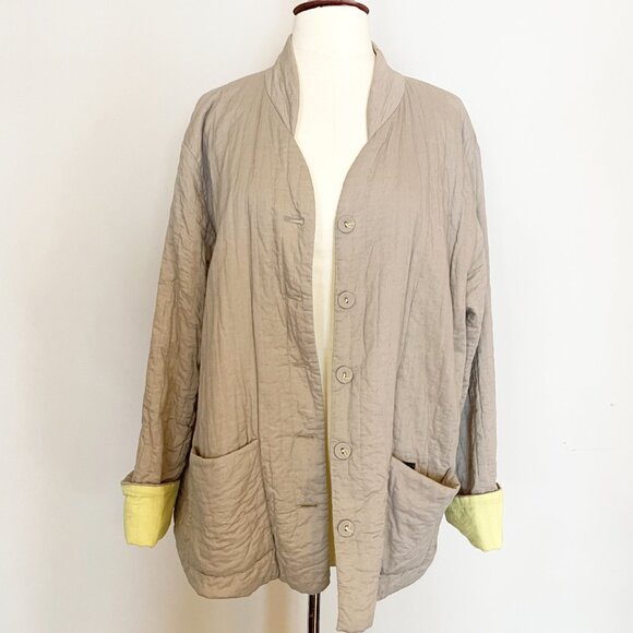 Eileen Fisher Reversible Quilted Puffer Patch Pocket Chore Coat Size XLarge - Picture 2 of 10